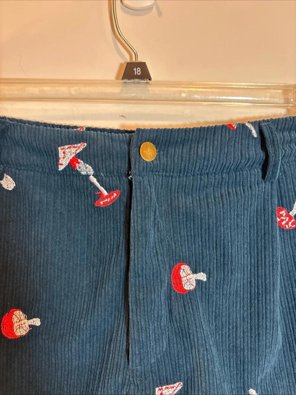 Cider Navy Corduroy Shorts with Red & White Mushroom Embroidery - Picture 4 of 11